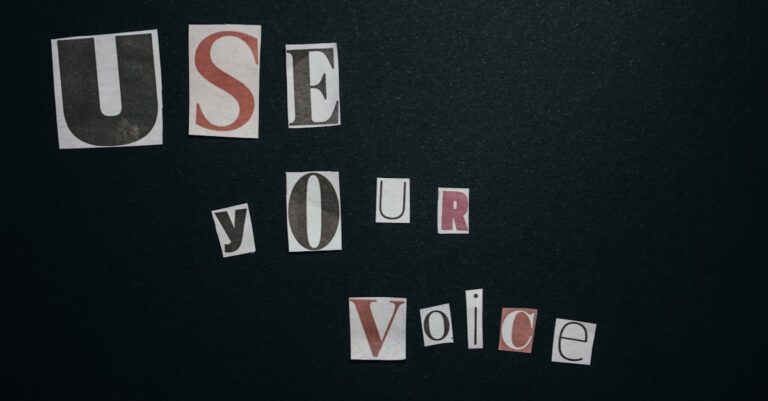 Cutout letters spelling 'Use Your Voice' on a dark background, inspiring activism.